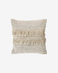 Malvina 100% cotton cushion cover with beige fringe 45 x 45 cm