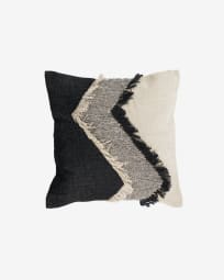 Margarite 100% cotton cushion cover with black and white fringe 45 x 45 cm