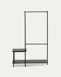 Galatia melamine and metal clothes rail with bench in black finish 100 x 150 cm