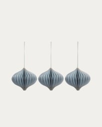Xilene set of 3 decorative baubles in blue
