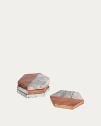 Sinai set of 4 coasters in wood and stone
