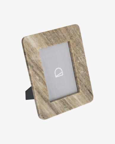 Valdina photo frame in beige and brown stone 25 x 20 cm