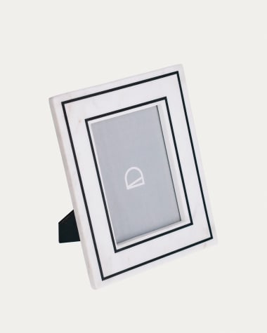 Vittoria Bilderrahmen aus schwarzem und weißem Marmor 25 x 20 cm