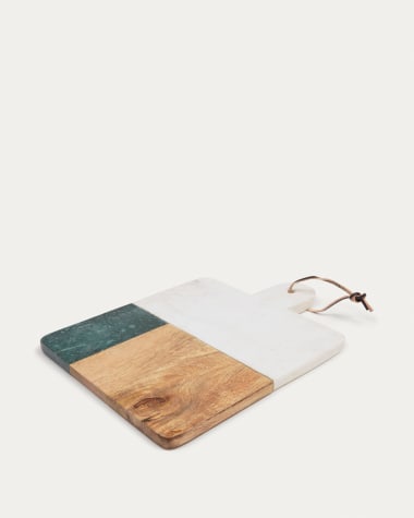 Wilmina serving board in green and white marble and wood