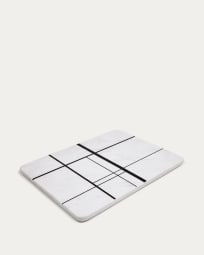 Tahina serving board in white marble with black stripes
