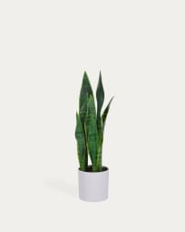 Kunstmatige Sansevieria met witte plantenpot 55 cm
