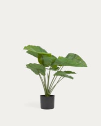 Plante artificielle Alocasia Odora avec pot noir 57 cm
