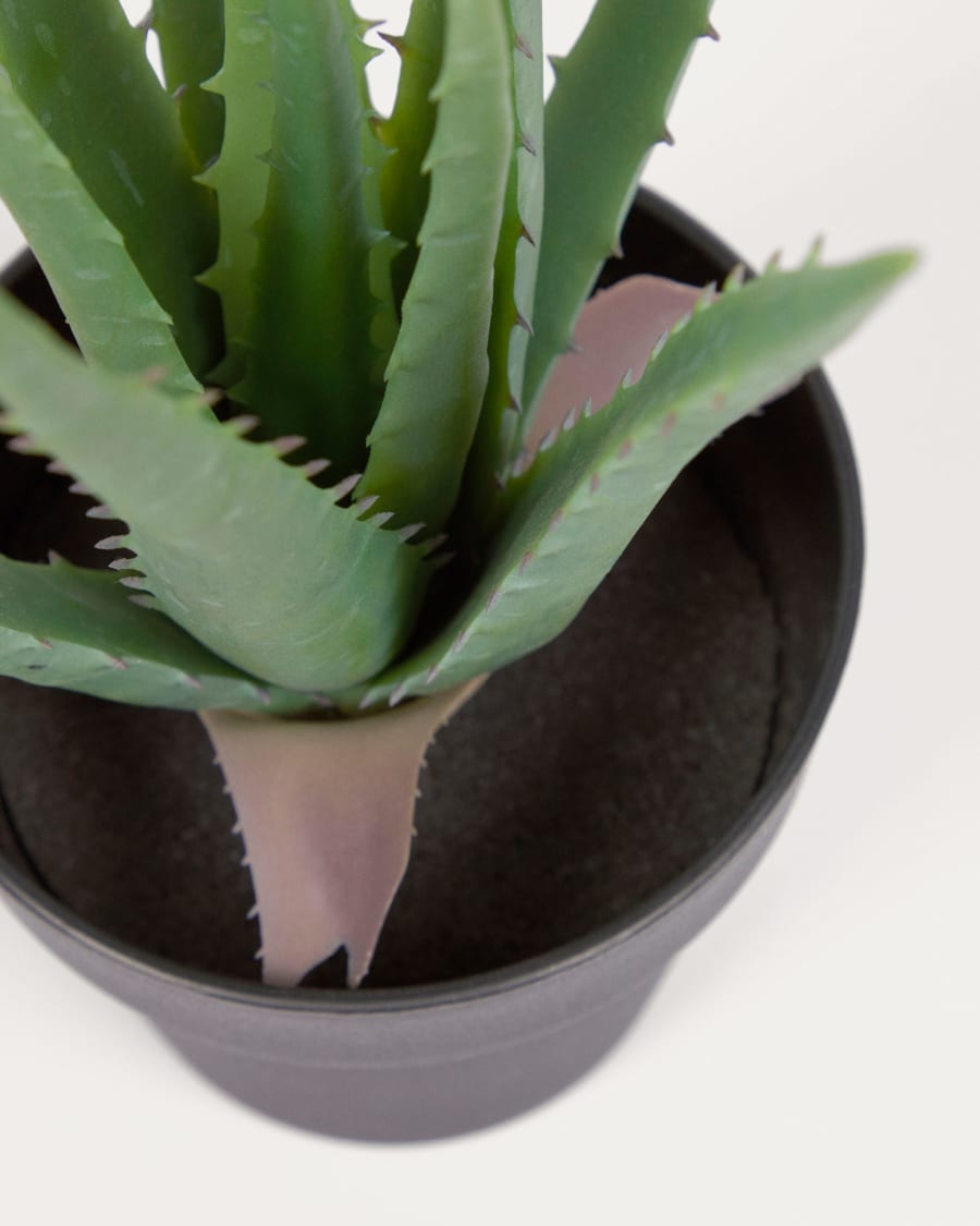 vliegtuigen Komkommer Verdeel Kunstmatige Aloë Vera met zwarte plantenpot 36 cm | Kave Home