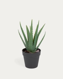 Pianta artificiale Aloe Vera con vaso nero 36 cm