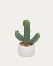 Kunstcactus met witte plantenpot 22 cm