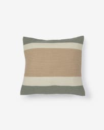 Leeith cushion cover 100% PET in green and beige stripes 45 x 45 cm
