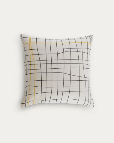Saori 100% organic cotton (GOTS) striped cushion cover in black and yellow 45 x 45 cm