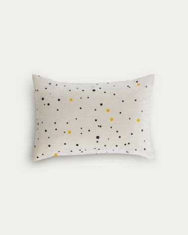 Xiel 100% organic cotton (GOTS) cushion cover with black and yellow polka dots 30 x 50 cm