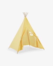 Darlyn 100% mustard cotton tipi with solid pine wood legs