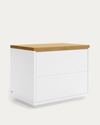 Mesa de cabeceira Abilen chapa carvalho e lacado branco 53 x 44 cm FSC 100%