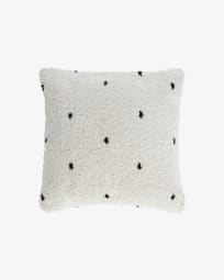 Housse de coussin Meri coton blanc à pois noirs 45 x 45 cm