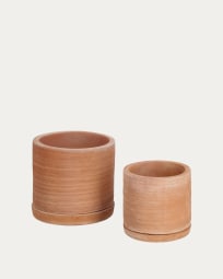 Set Karlina di 2 vasi con piattino in terracotta Ø 33 cm / Ø 24 cm