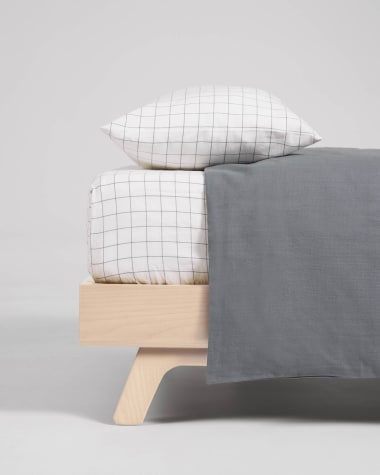 Set Alay fundas nórdica, almohada y bajera de algodón orgánico GOTS cuadros cama 60 cm
