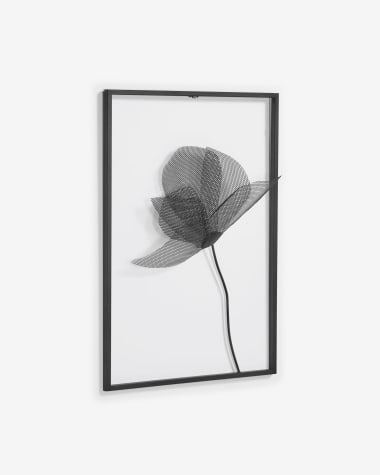Obraz Nakita metalowy czarny kwiat 43 x 60 cm