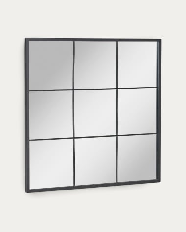 Espejo de pared Ulrica metal negro 80 x 80 cm