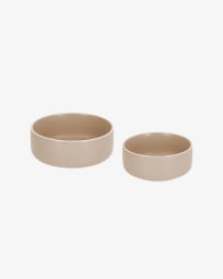 Set of large and small Shun bowls in beige porcelain