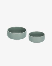Set of large and small Shun bowls in green porcelain
