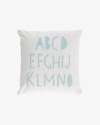 Keila 100% cotton blue alphabet cushion cover white 45 x 45 cm