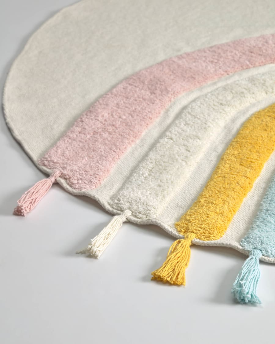 Kave Home - Alfombra redonda Tadea 100% algodón arcoíris multicolor 100 cm