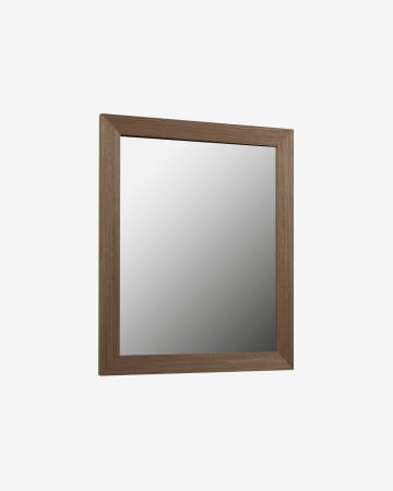 Specchio Wilany con cornice larga in MDF finitura noce 47 x 57,5 ​​cm