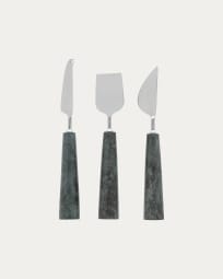 Bluma set of cheese knives in green marble