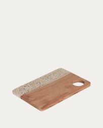 Tabla de servir Verna rectangular de madera y terrazo blanco
