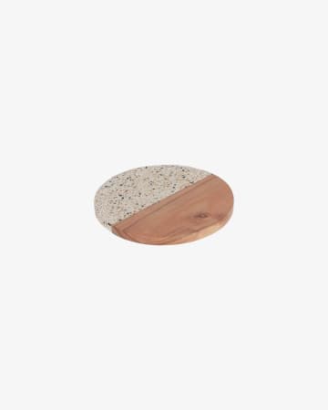 Verna round wood and terrazzo serving board