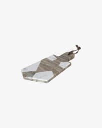 Vanina triangular serving board in grey and white marble