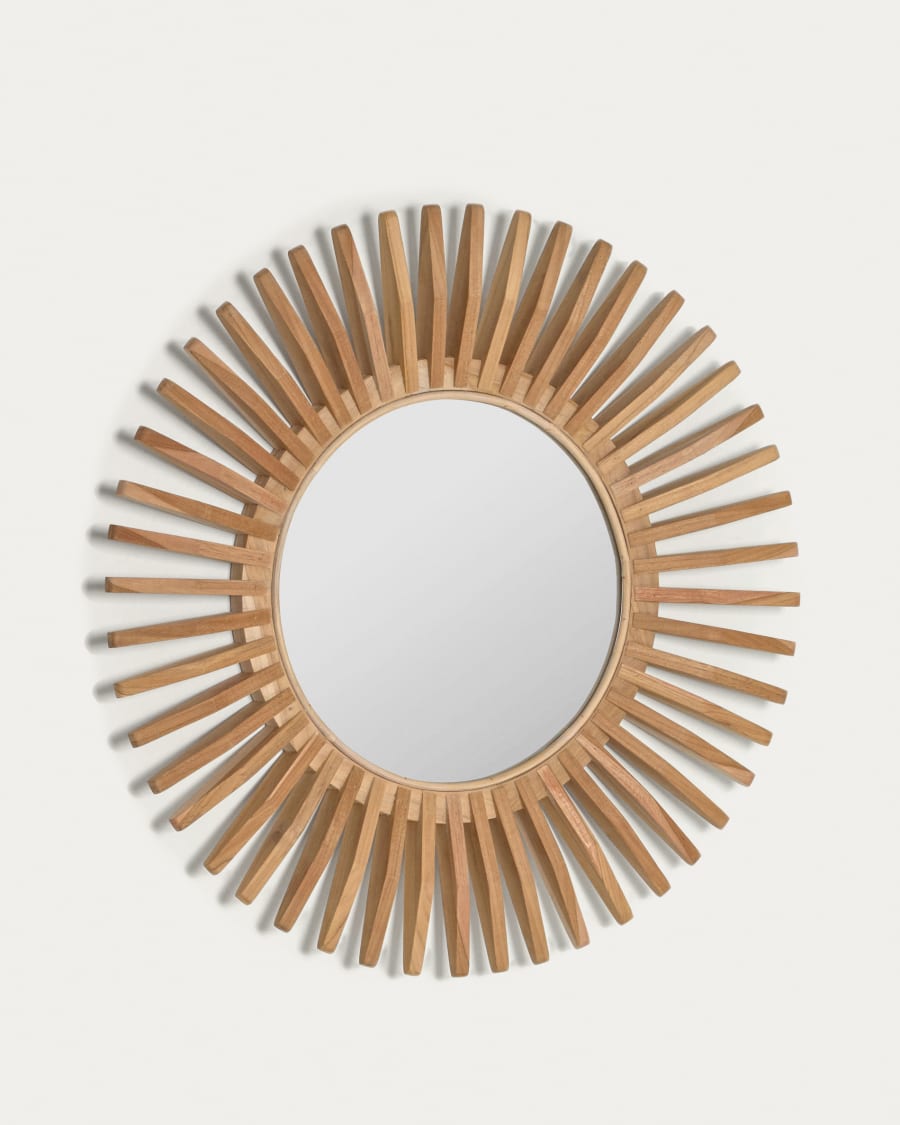 Ena round solid teak mirror 79 cm | Kave Home