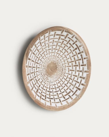 Panel ścienny Mely z litego drewna mungur wykończenie białe Ø 45 cm