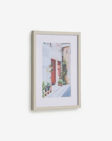 Leyla house with red door picture wood frame 30 x 40 cm