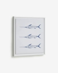 Lavinia wit houten schilderij 3 zwaardvissen blauw 30 x 40 cm