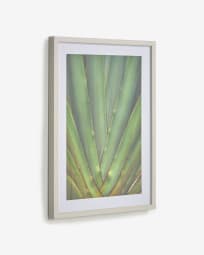 Tableau Lyn en bois blanc aloe vera vert 50 x 70 cm
