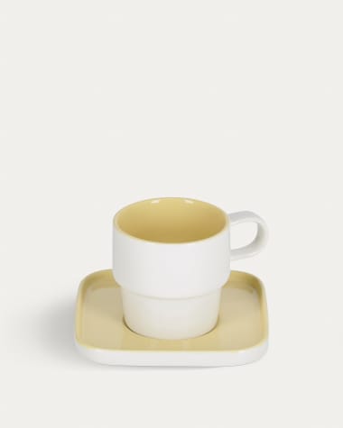 Midori Keramik Tasse und Untertasse in gelb