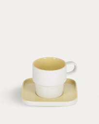 Taza con plato Midori cerámica amarillo