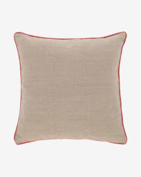 Fodera per cuscino da esterno Dalila in PET beige con bordo color terracotta 60 x 60 cm