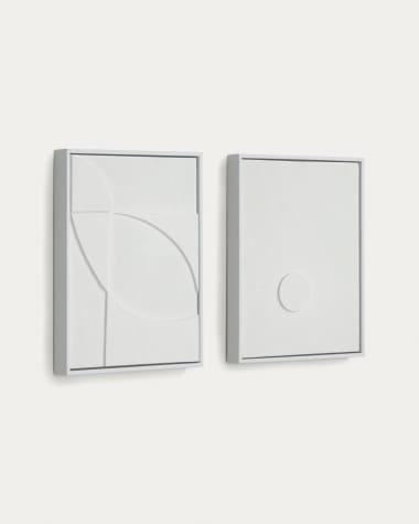 Lot Brunella de 2 tableaux blanc 32 x 42 cm