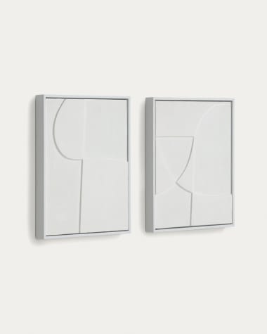 Beija Set aus zwei weißen Bildern 32 x 42 cm