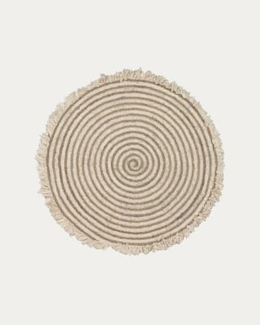 Gisel round jute and cotton rug 120 cm