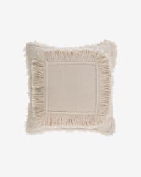 Edelma cotton cushion cover in beige with fringe 45 x 45 cm