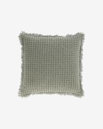 Shallow 100% cotton cushion cover in green 45 x 45 cm