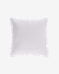 Almira cotton and linen cushion cover with white tassels 45 x 45 cm