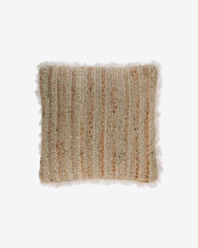 Funda coixí Clidia de jute i cotó amb serrells 45 x 45 cm