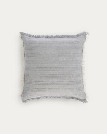 Devi cushion cover with beige and blue tassels 45 x 45 cm