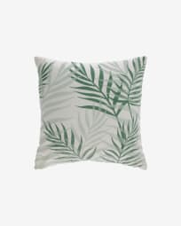 Amorela 100% cotton cushion cover with green leaves 45 x 45 cm